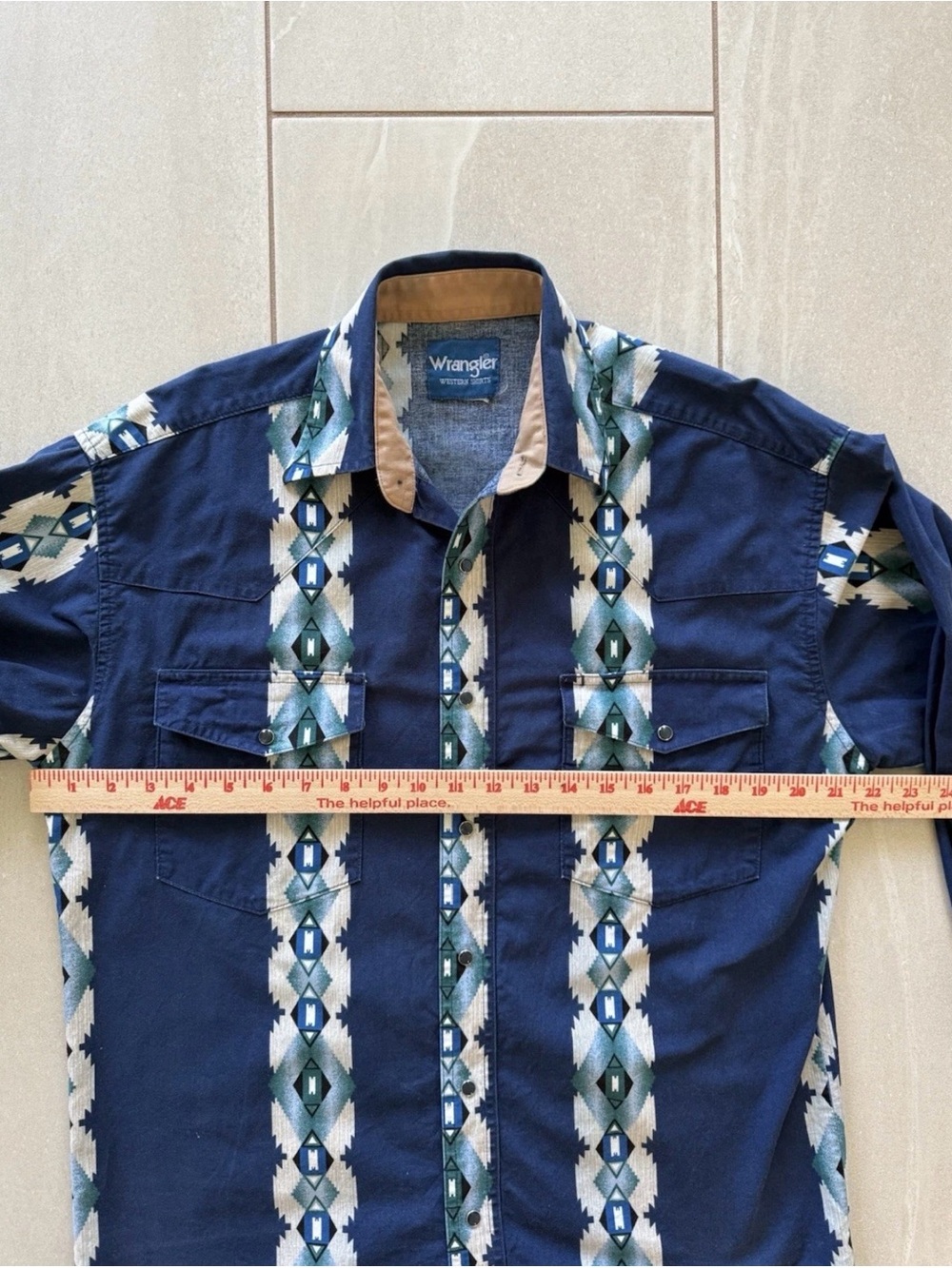 Vintage Wrangler Western Shirt Southwestern Aztec Snap Button Men’s L (Estimate - Picture 7 of 10